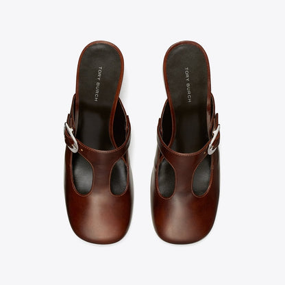 Tory Burch Violet T-Strap Heeled Mule NEGRONI