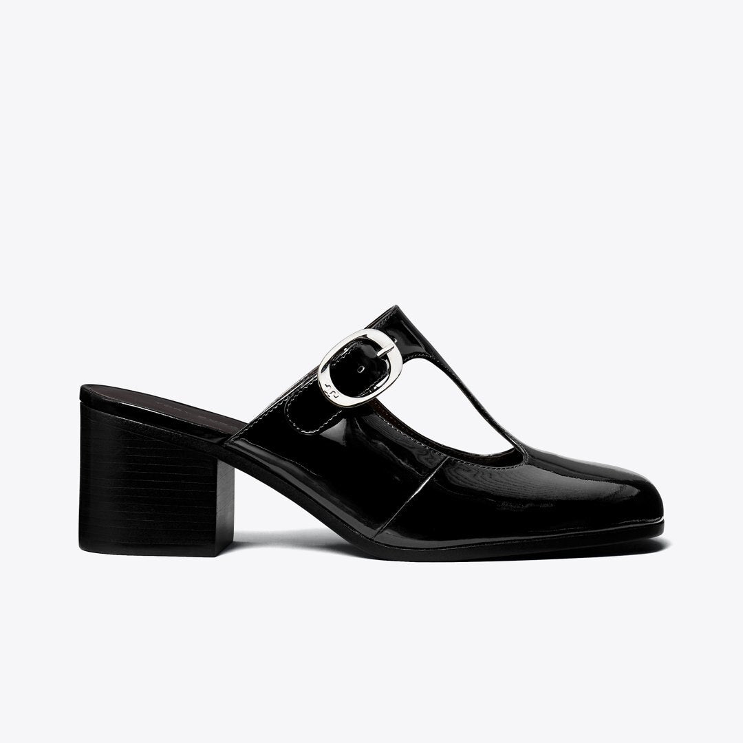 Tory Burch Violet T-Strap Heeled Mule PERFECT BLACK