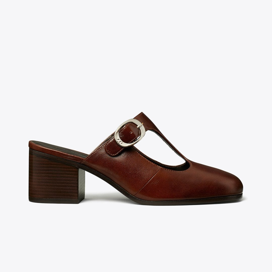 Tory Burch Violet T-Strap Heeled Mule NEGRONI