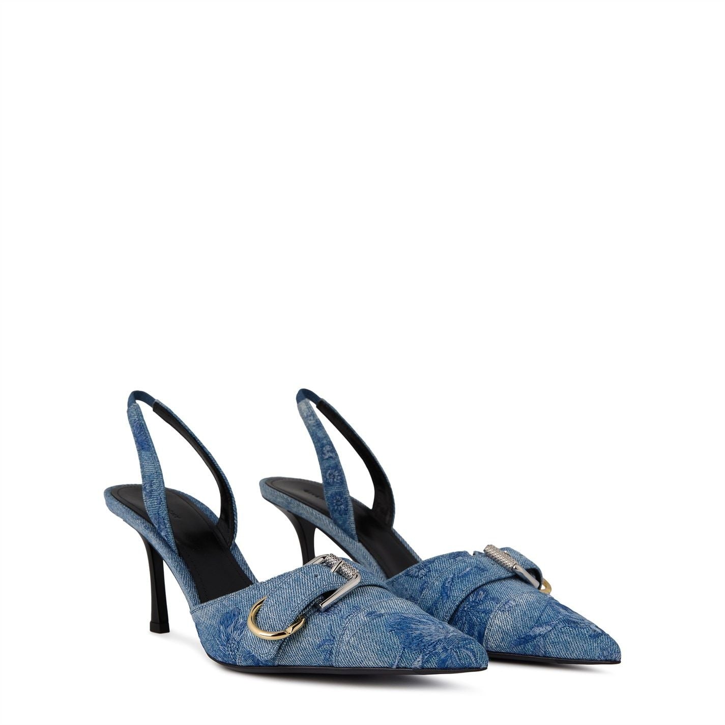  Voyou Slingbacks In Washed Denim Medium Blue