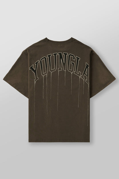 YoungLA W428 - Drip Oversized Tee Brown Wash