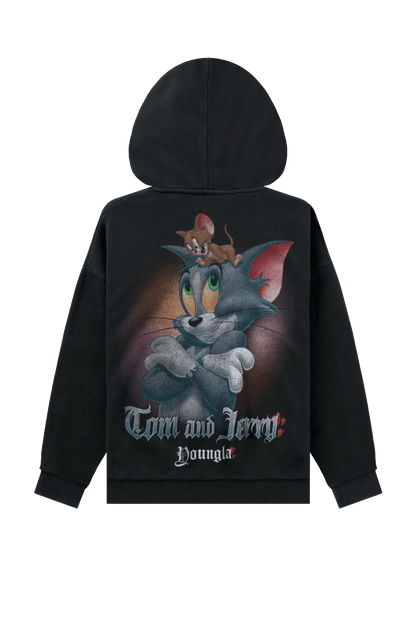 YoungLA W528 Tom & Jerry Oversized Hoodie Black/Grey
