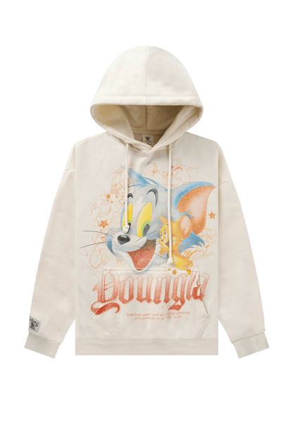 YoungLA W528 Tom & Jerry Oversized Hoodie Cream