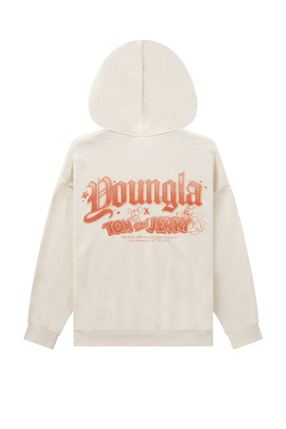 YoungLA W528 Tom & Jerry Oversized Hoodie Cream