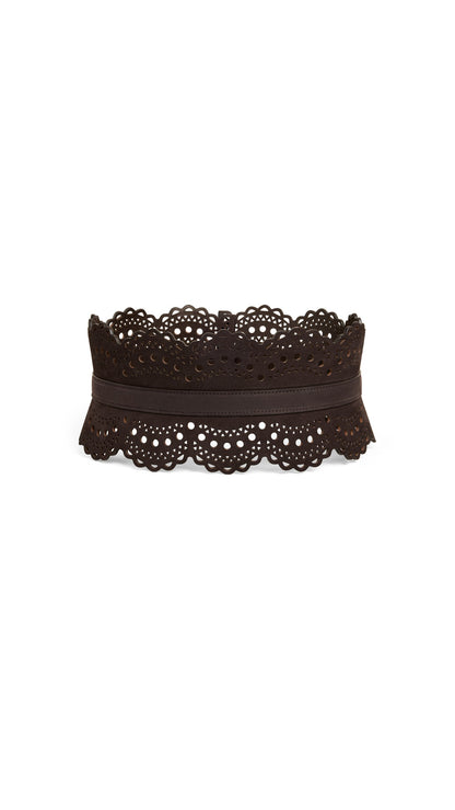 Alaïa Bustier Belt In Perforated Vienne Nubuck