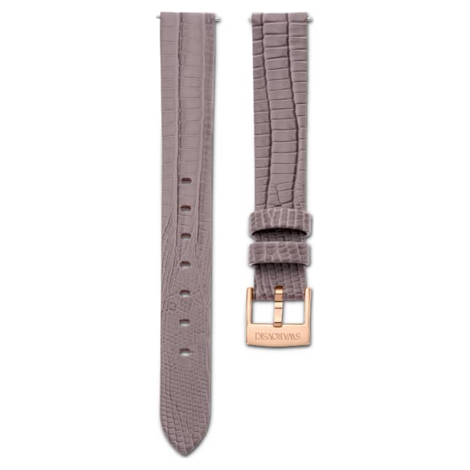 Swarovski Watch Strap 13 Mm (0.51") Width Leather Gray Rose Gold-Tone Finish SW5674175
