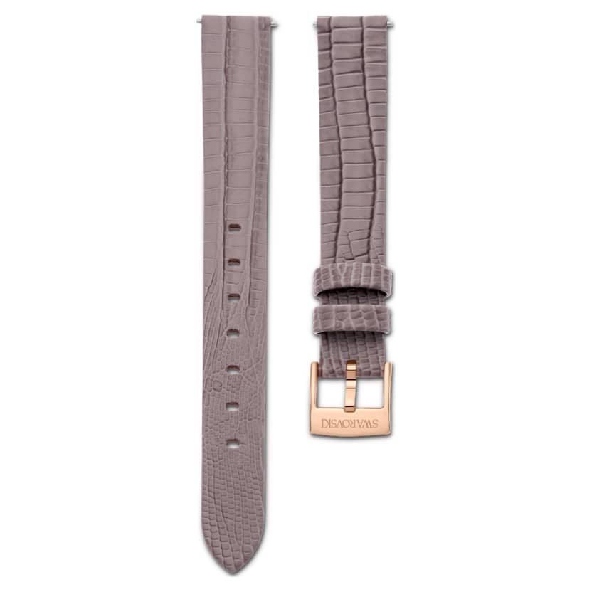 Swarovski Watch Strap 13 Mm (0.51") Width Leather Gray Rose Gold-Tone Finish SW5674175