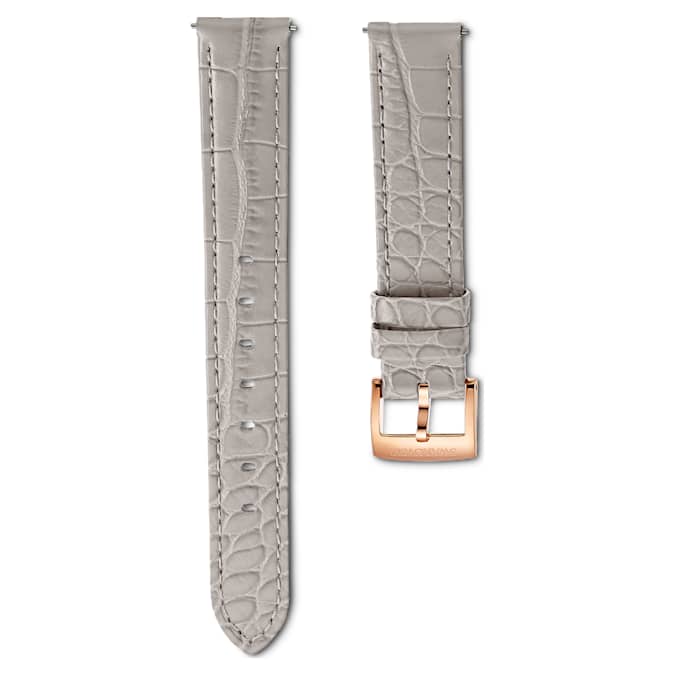 Swarovski Watch Strap 15 Mm (0.59") Width Leather with Stitching Gray Rose Gold-Tone Finish SW5674167