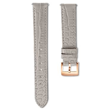 Swarovski Watch Strap 15 Mm (0.59") Width Leather with Stitching Gray Rose Gold-Tone Finish SW5674167