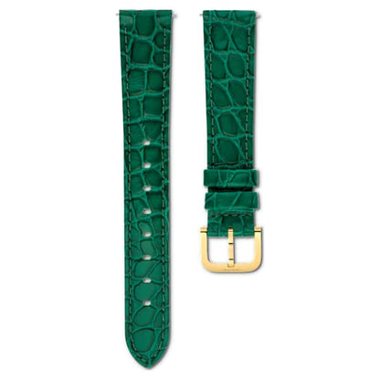 Swarovski Watch Strap 16 Mm (0.63") Width Leather with Stitching Green Gold-Tone Finish SW5680906