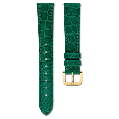 Swarovski Watch Strap 16 Mm (0.63") Width Leather with Stitching Green Gold-Tone Finish SW5680906