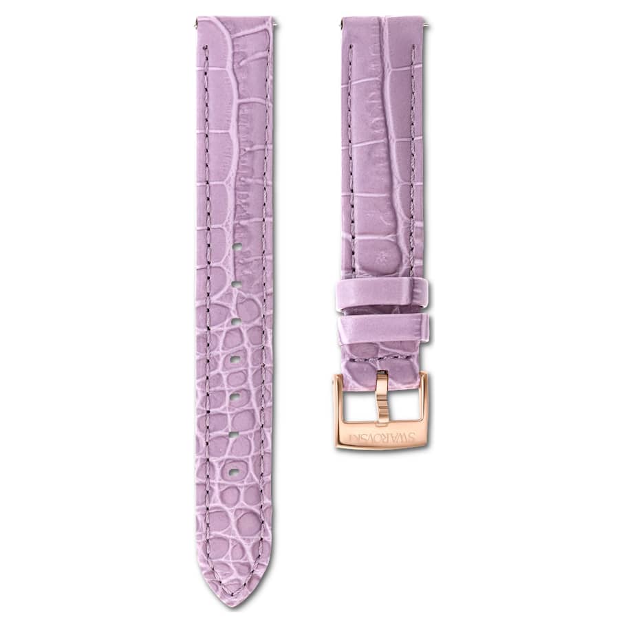 Swarovski Watch Strap 17 Mm (0.67") Width Leather with Stitching Purple Rose Gold-Tone Finish SW5674170