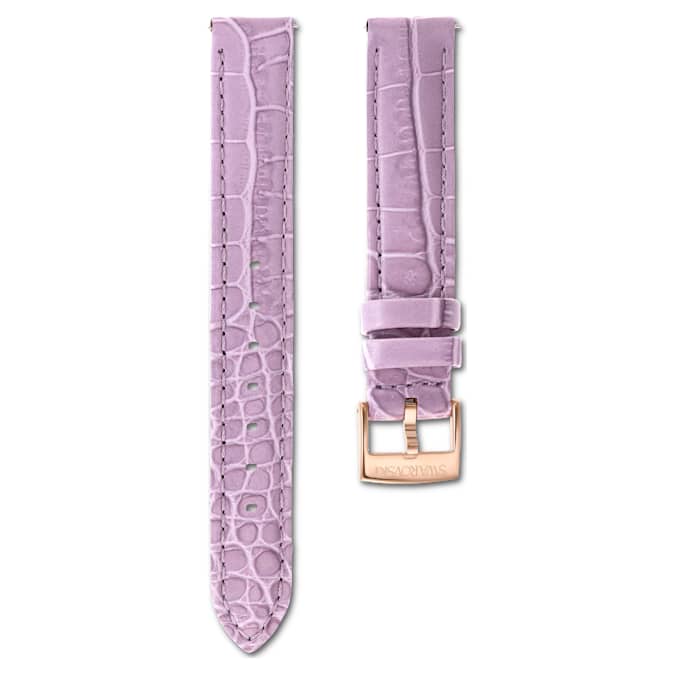 Swarovski Watch Strap 17 Mm (0.67") Width Leather with Stitching Purple Rose Gold-Tone Finish SW5674170