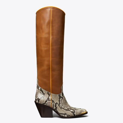 Tory Burch Western Tall Boot RANCH BROWN / NATURAL ROCCIA