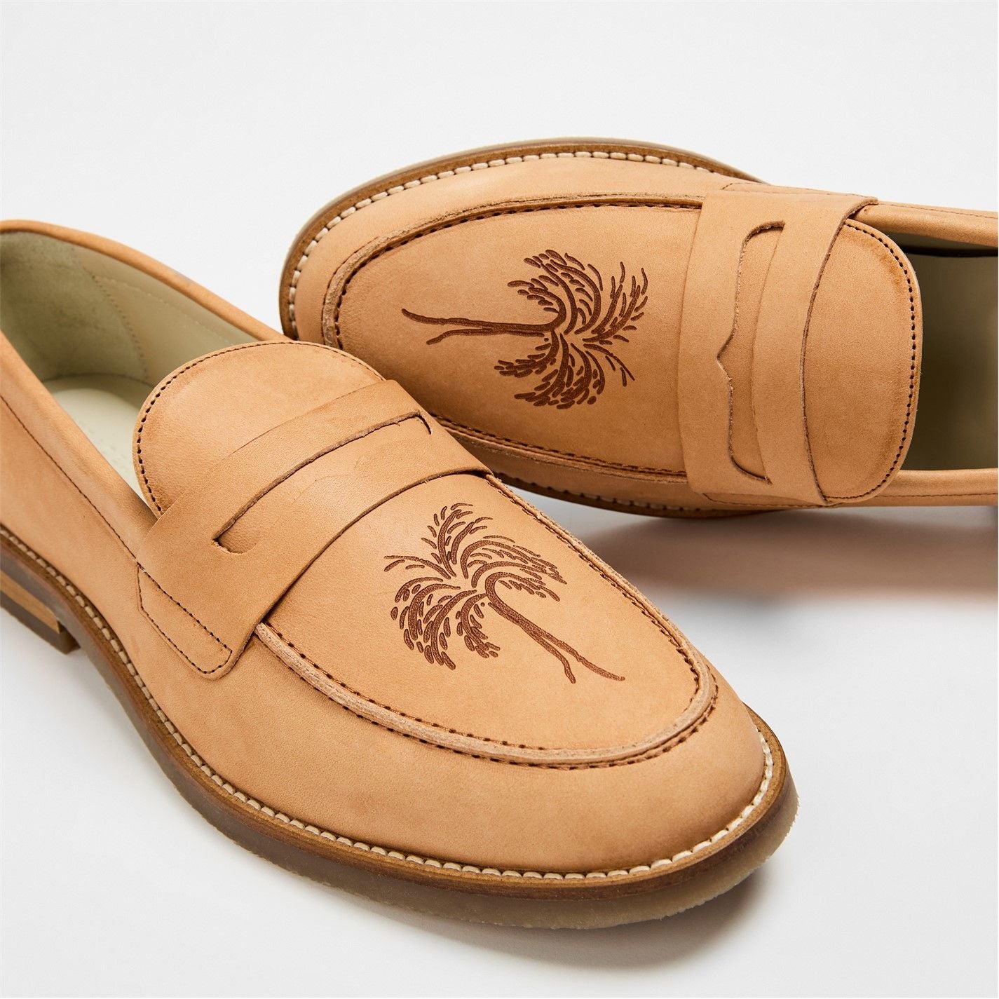  Wilde Palm Tree Penny Loafers Brown