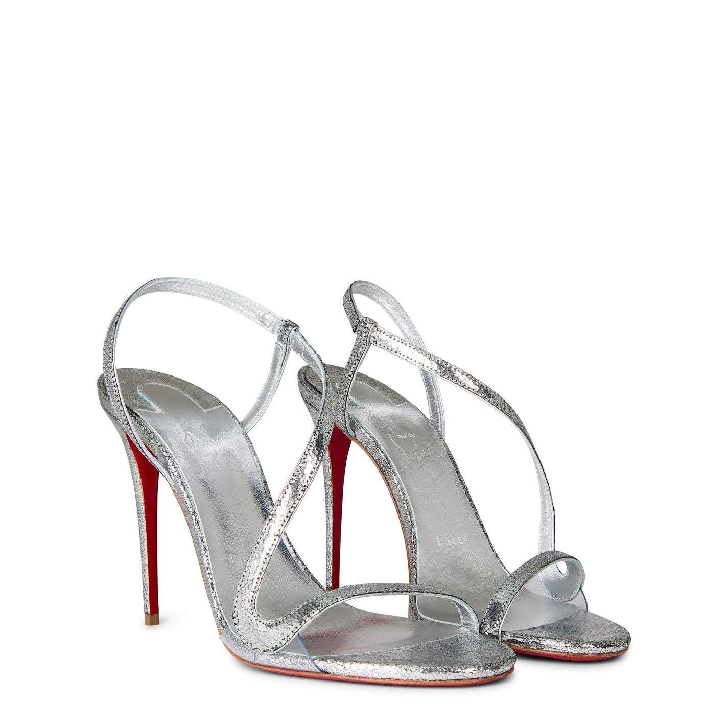  Women's Leather Rosalie Sandals 100mm Silver