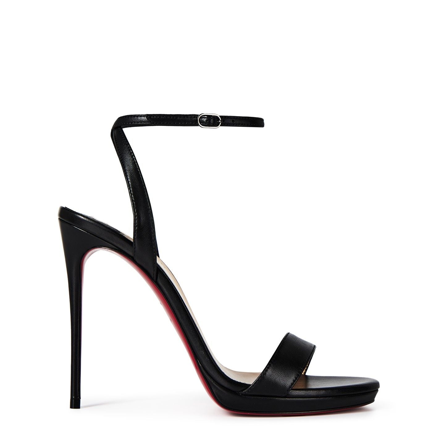  Women's Loubi Queen Leather Sandals 120mm Black BK01