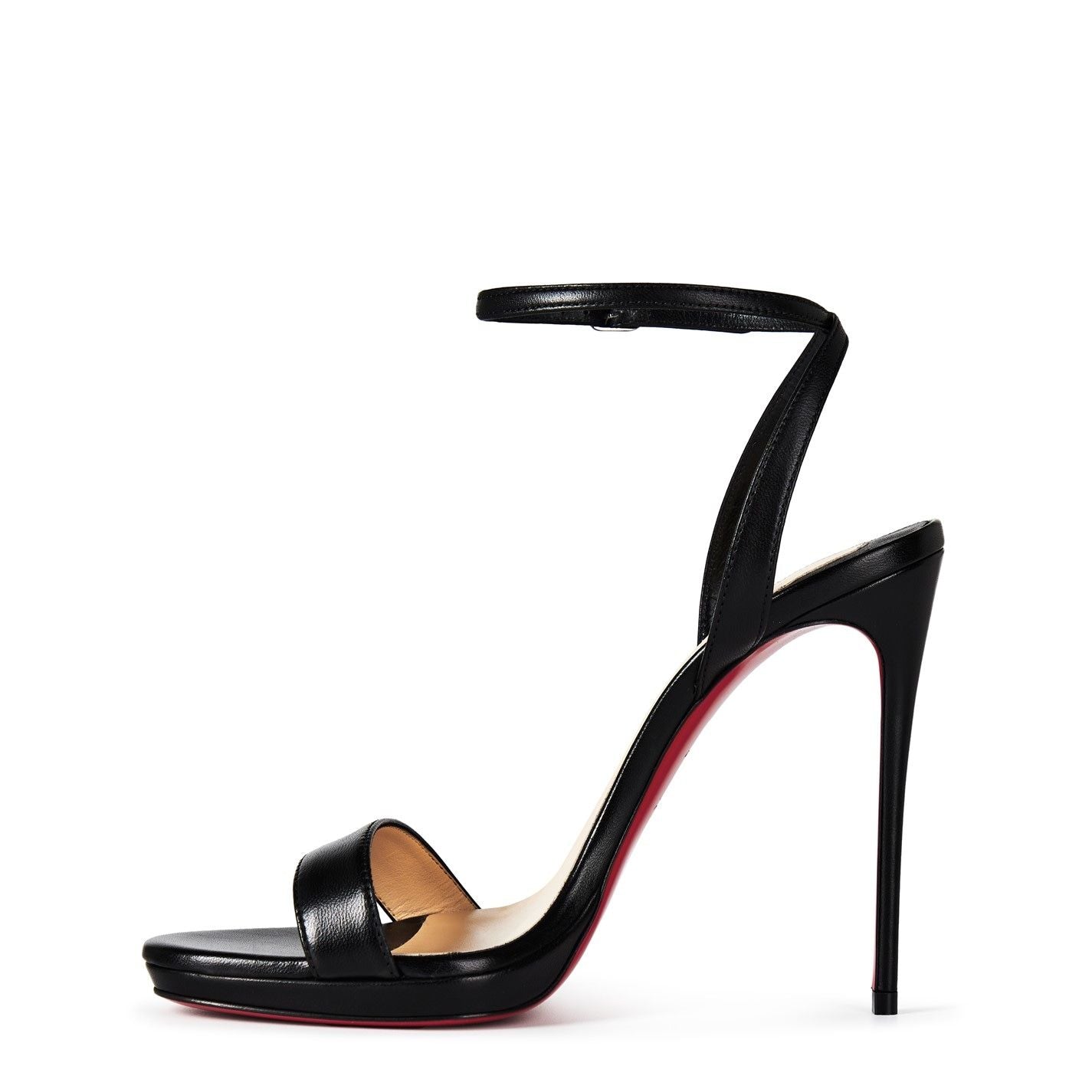  Women's Loubi Queen Leather Sandals 120mm Black BK01