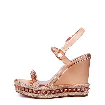  Women's Pyraclou Leather Espadrilles 110mm Leche Leche