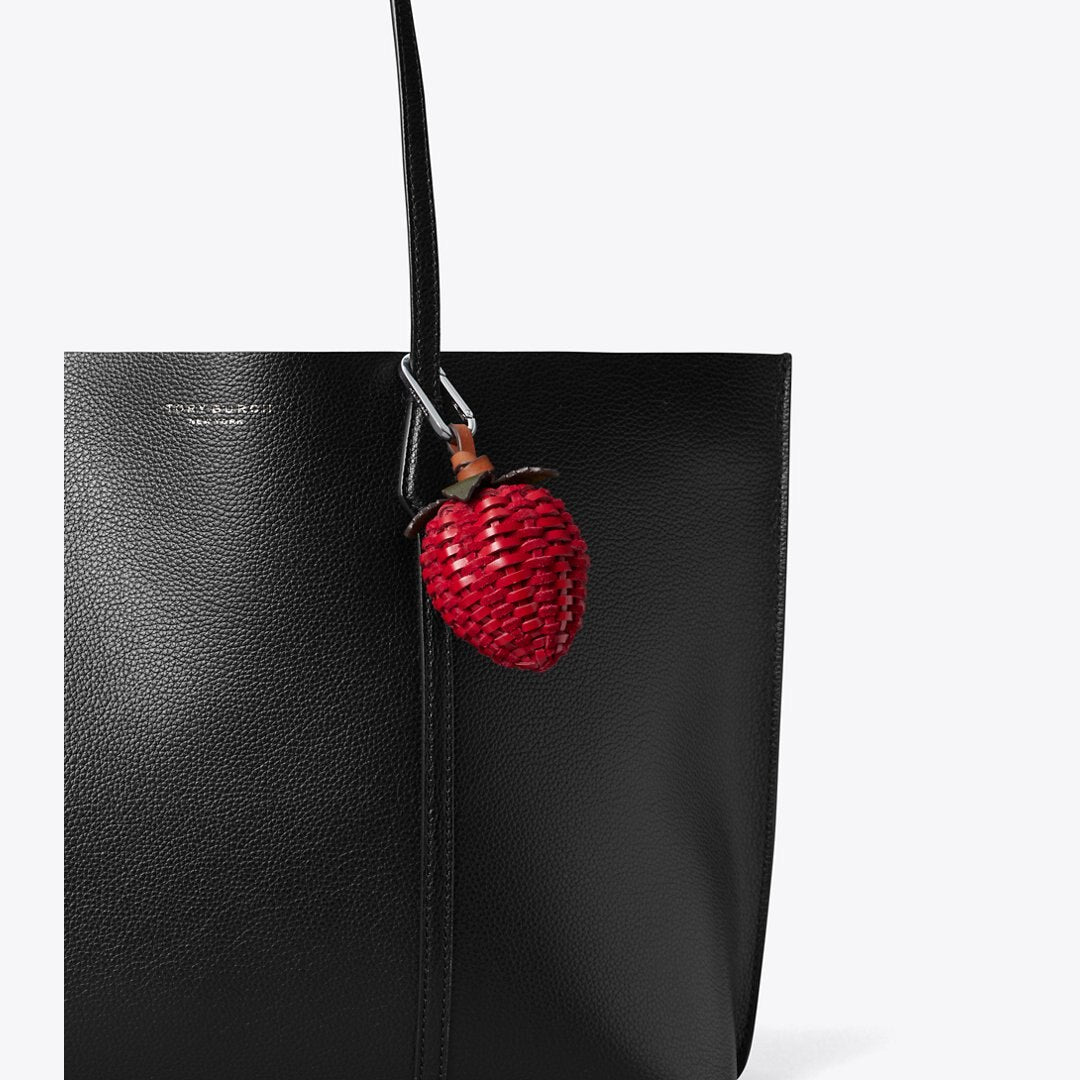 Tory Burch Woven Strawberry Bag Charm Toucan Red