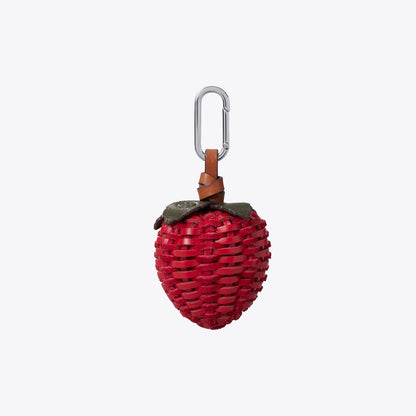 Tory Burch Woven Strawberry Bag Charm Toucan Red