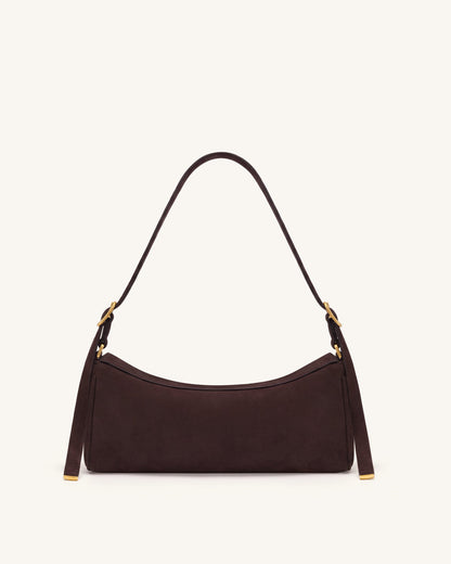 Jw Pei Elowen Faux Suede East West Shoulder Bag Dark Brown