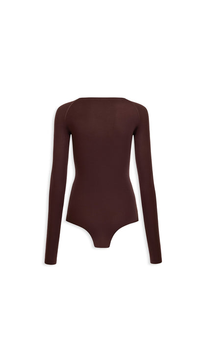 Alaïa Round Neck Second-Skin Knit Bodysuit