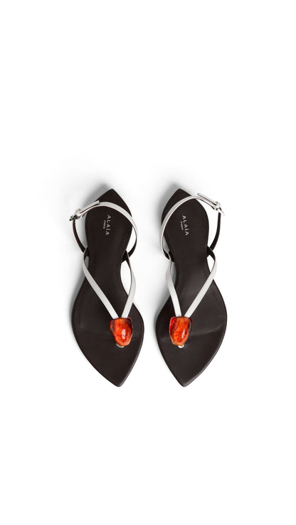 Alaïa Flat Jewel Sandals In Patent Leather