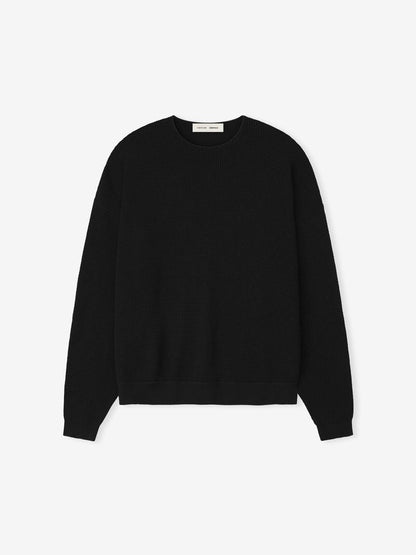 Essentials Waffle Crewneck 90S Sweater Vintage Black