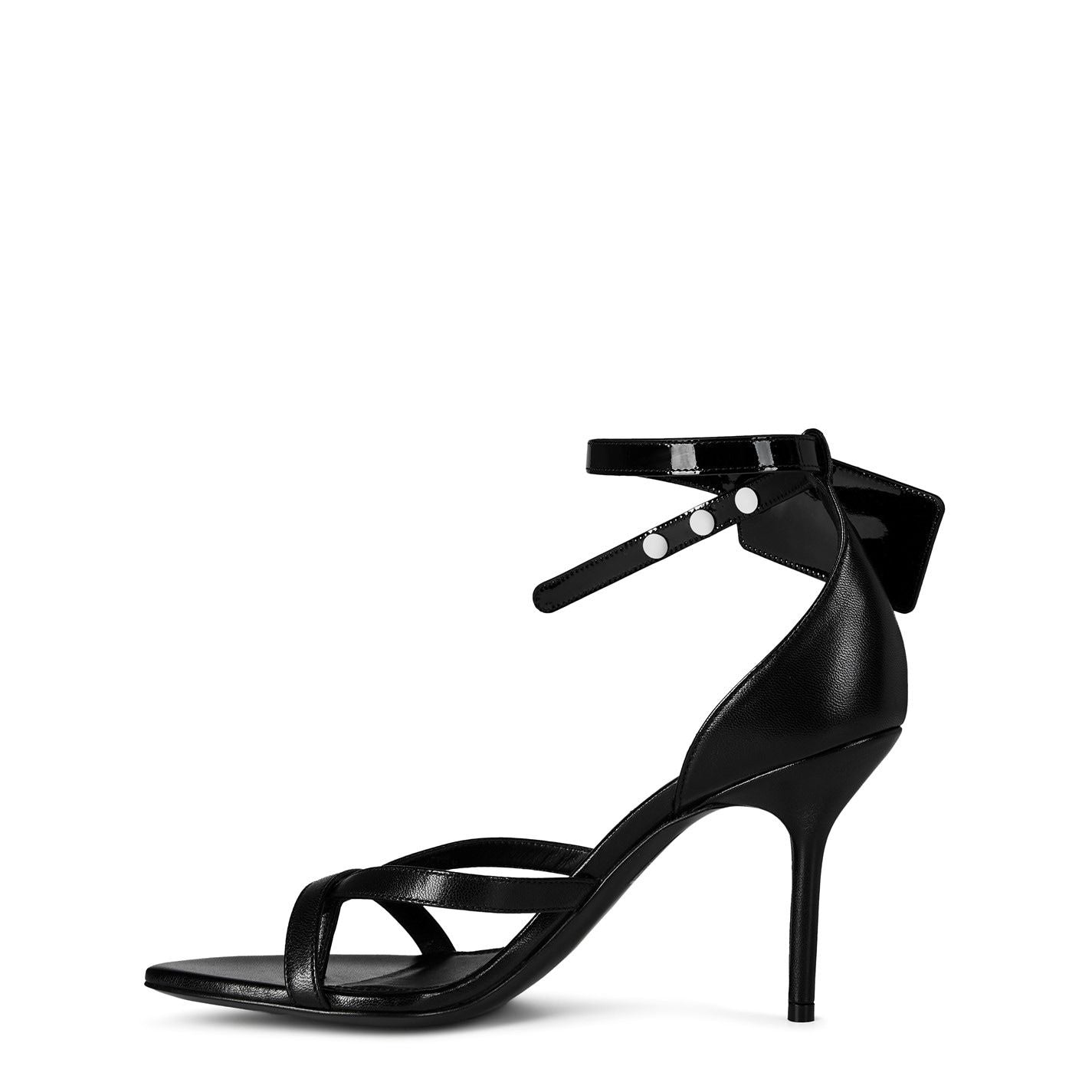  Zip Tie Leather Sandals Black