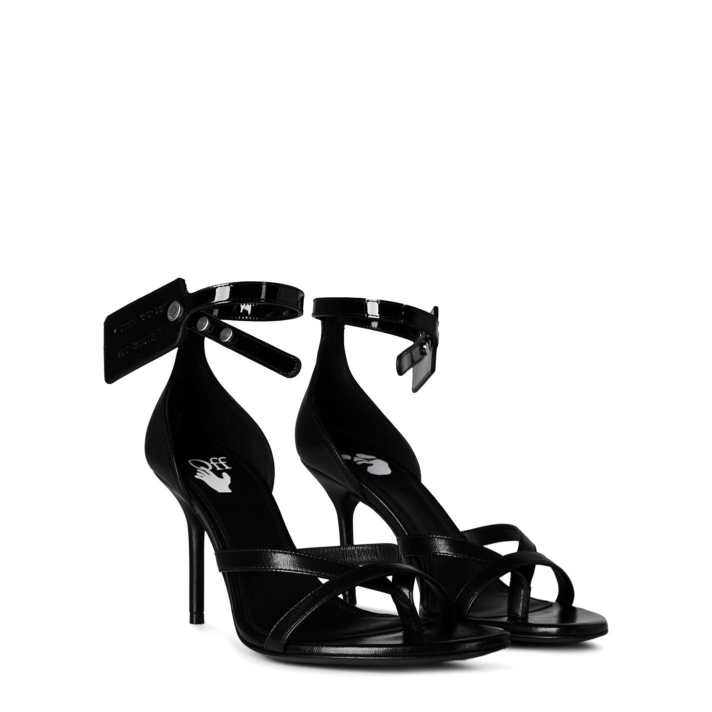  Zip Tie Leather Sandals Black