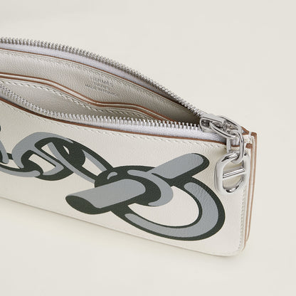  Hermes Zipengo Chaine D'Ancre Card Holder Gris Ple