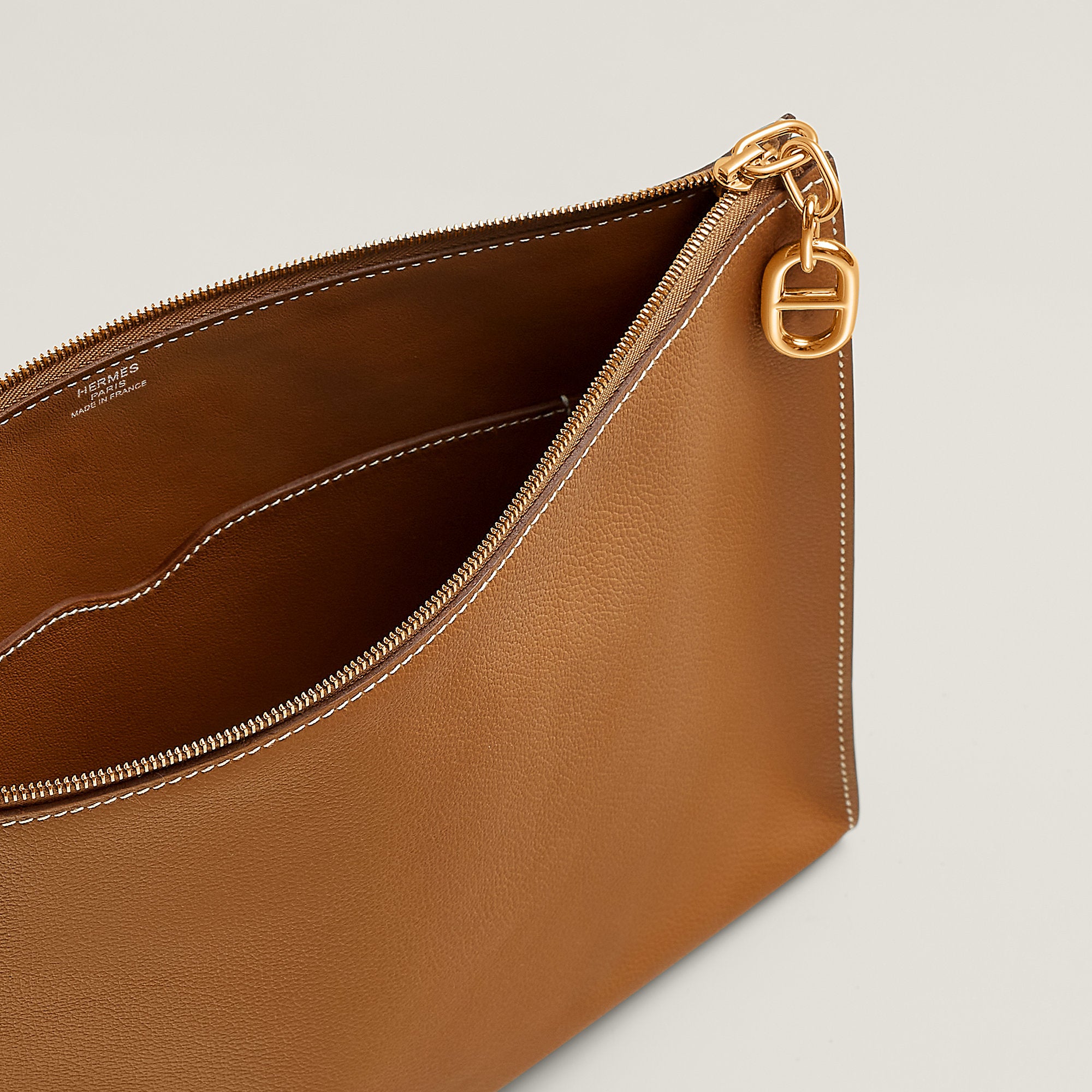  Hermes Zipengo Chaine D'Ancre Gm Pouch Gold