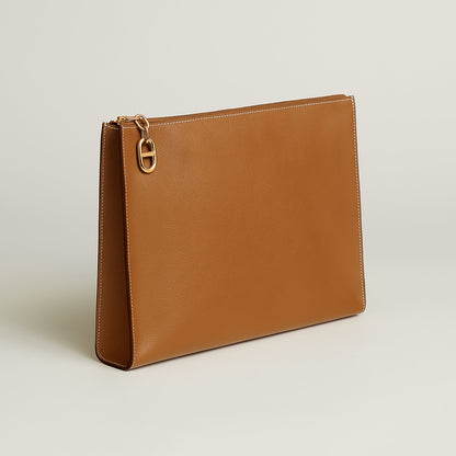 Hermes Zipengo Chaine D'Ancre Gm Pouch Gold