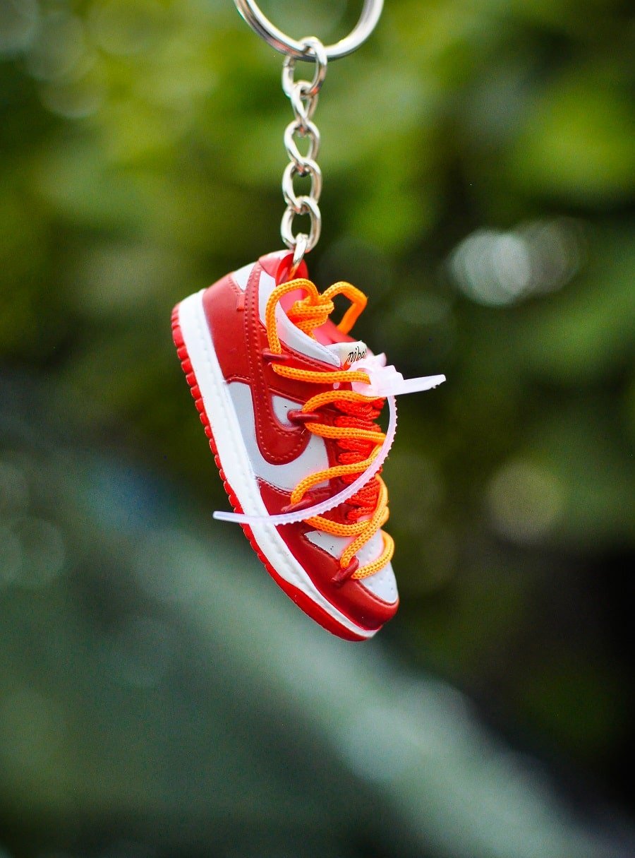 3D Sneaker Keychain Off White Dunk Red