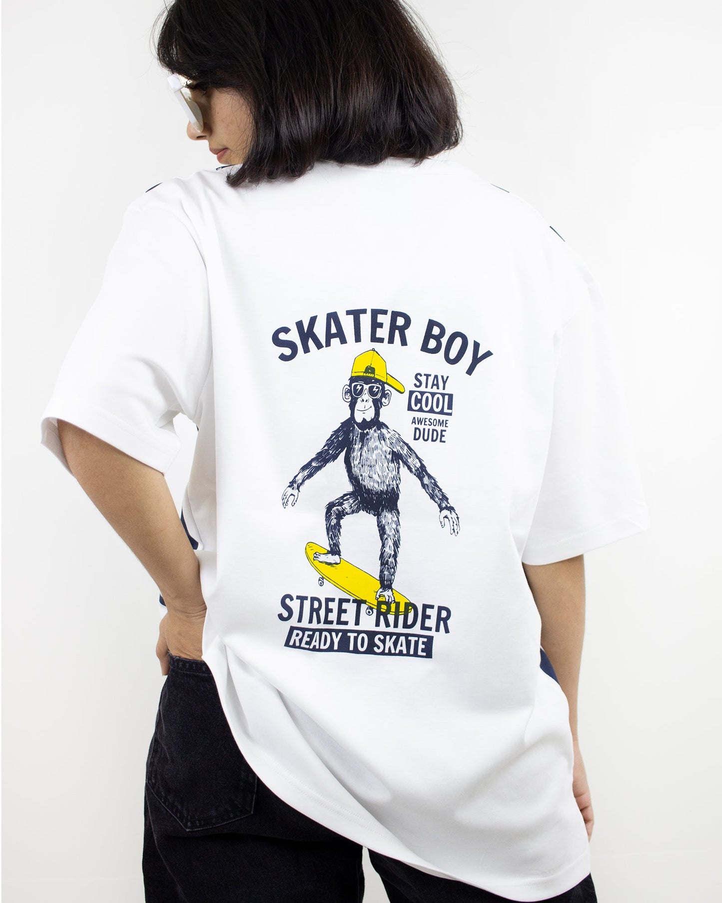 Skater Boy White Oversized Unisex T-Shirt
