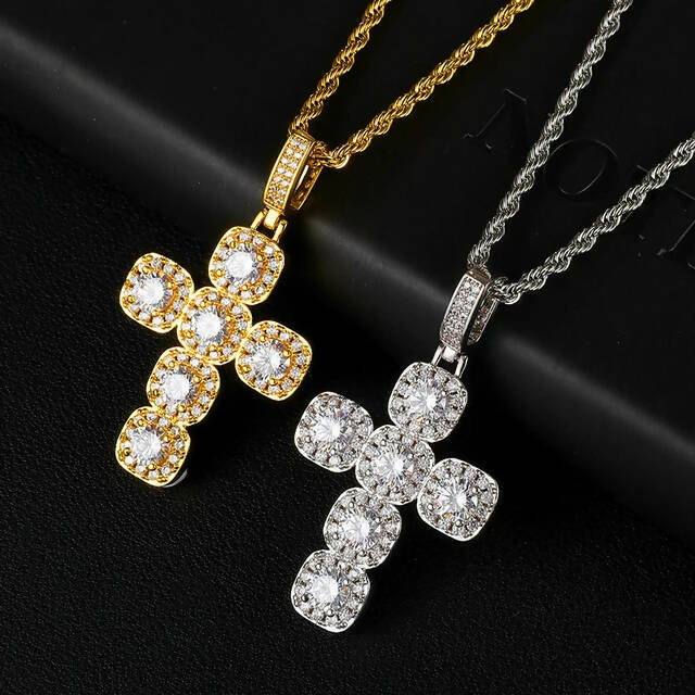 "18k GOLD PLATED" CROSS ICED OUT PENDANT