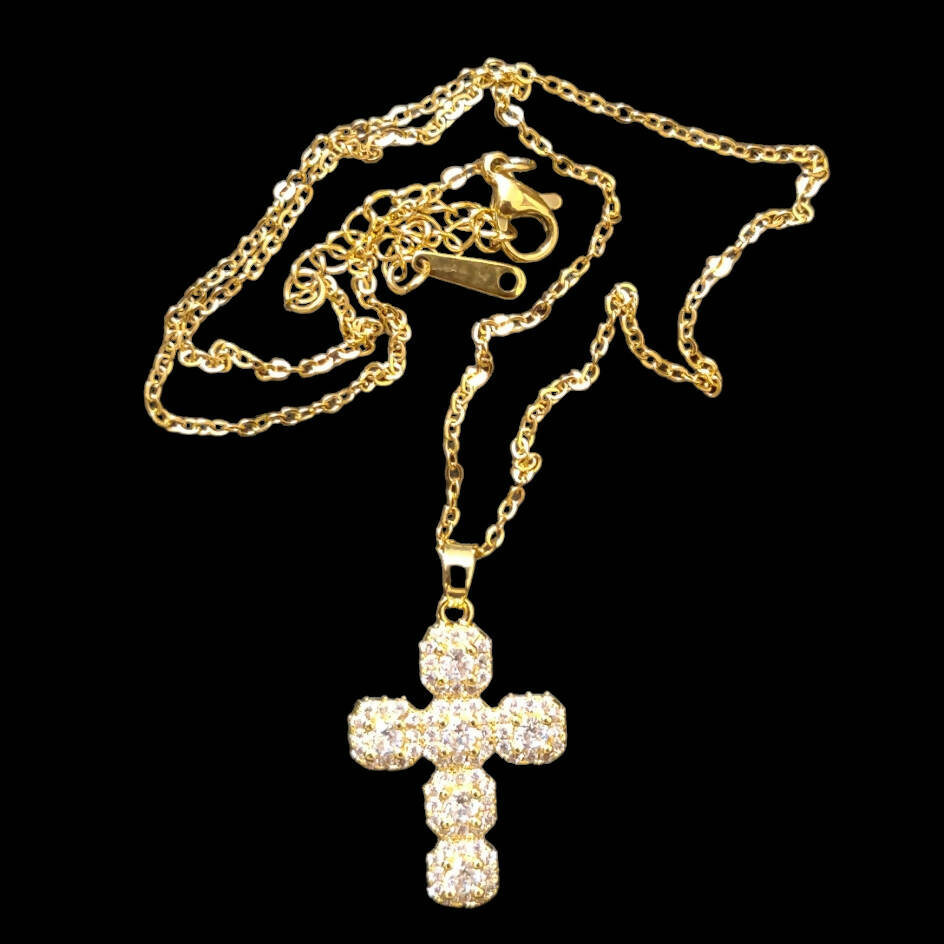 "18k GOLD PLATED" CROSS ICED OUT PENDANT