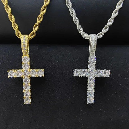 CROSS ICED OUT PENDANT