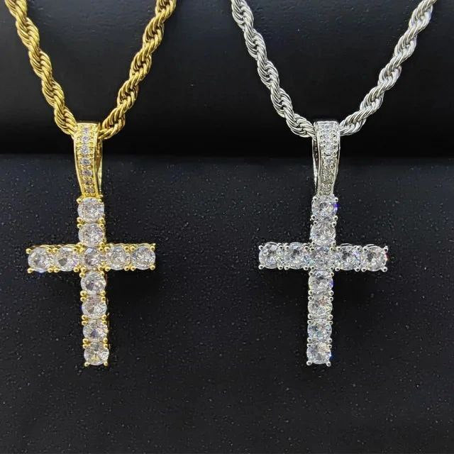 CROSS ICED OUT PENDANT