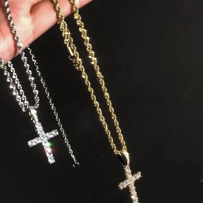 CROSS ICED OUT PENDANT