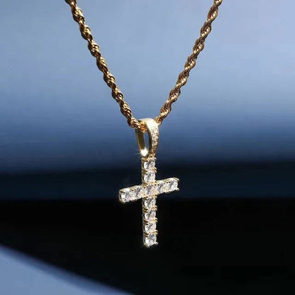 CROSS ICED OUT PENDANT