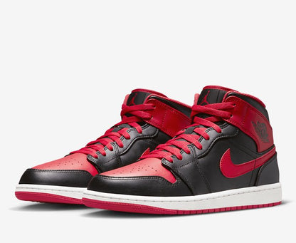 air jordan 1 mid black fire red gs