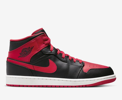 air jordan 1 mid black fire red gs