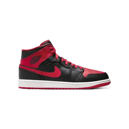 Air Jordan 1 Mid Black Fire Red Kicks Machine